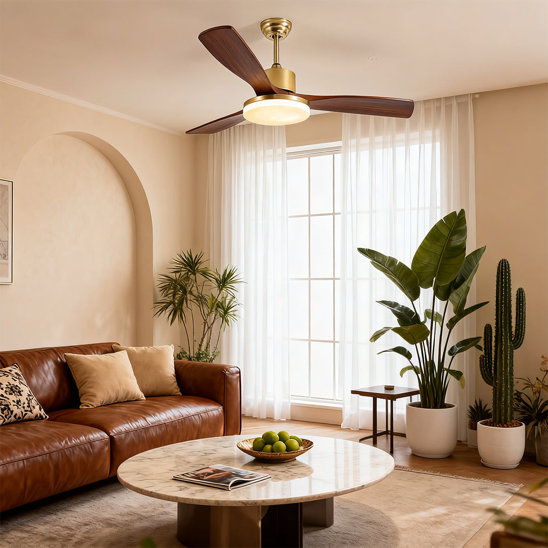 WHITGIFT WOODEN TRIO CEILING LIGHT FAN WITH REMOTE