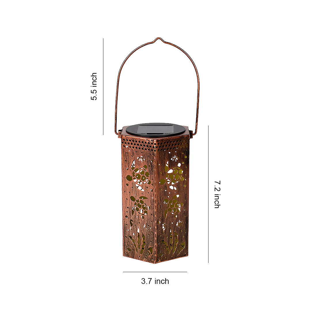 RAVENHALL SCARLET SOLAR LANTERN WITH INTRICATE CUTOUT FRAME
