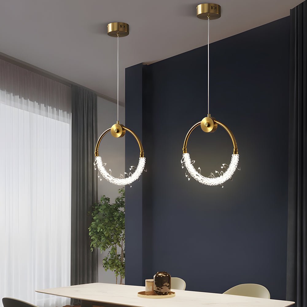 WINTHORPE CRYSTAL GLOBE HANGING LIGHT, 9''/11'' RING DESIGN