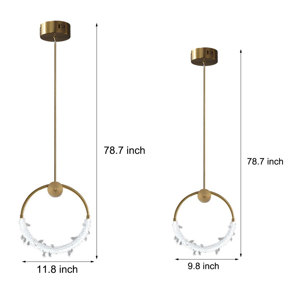 WINTHORPE CRYSTAL GLOBE HANGING LIGHT, 9''/11'' RING DESIGN