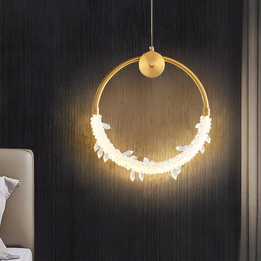 WINTHORPE CRYSTAL GLOBE HANGING LIGHT, 9''/11'' RING DESIGN