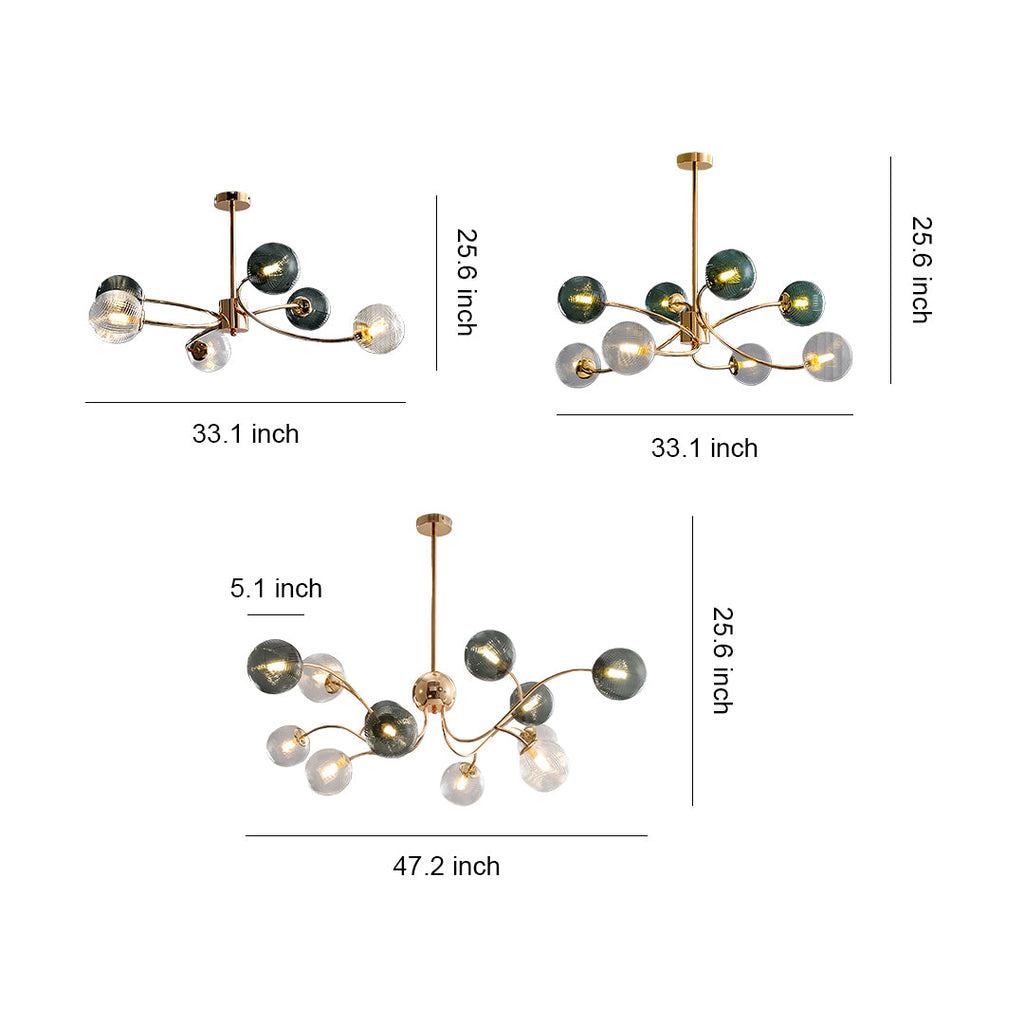 WINTHORPE SIX-BULB GLASS CEILING LANTERN WITH GOLD ACCENTS