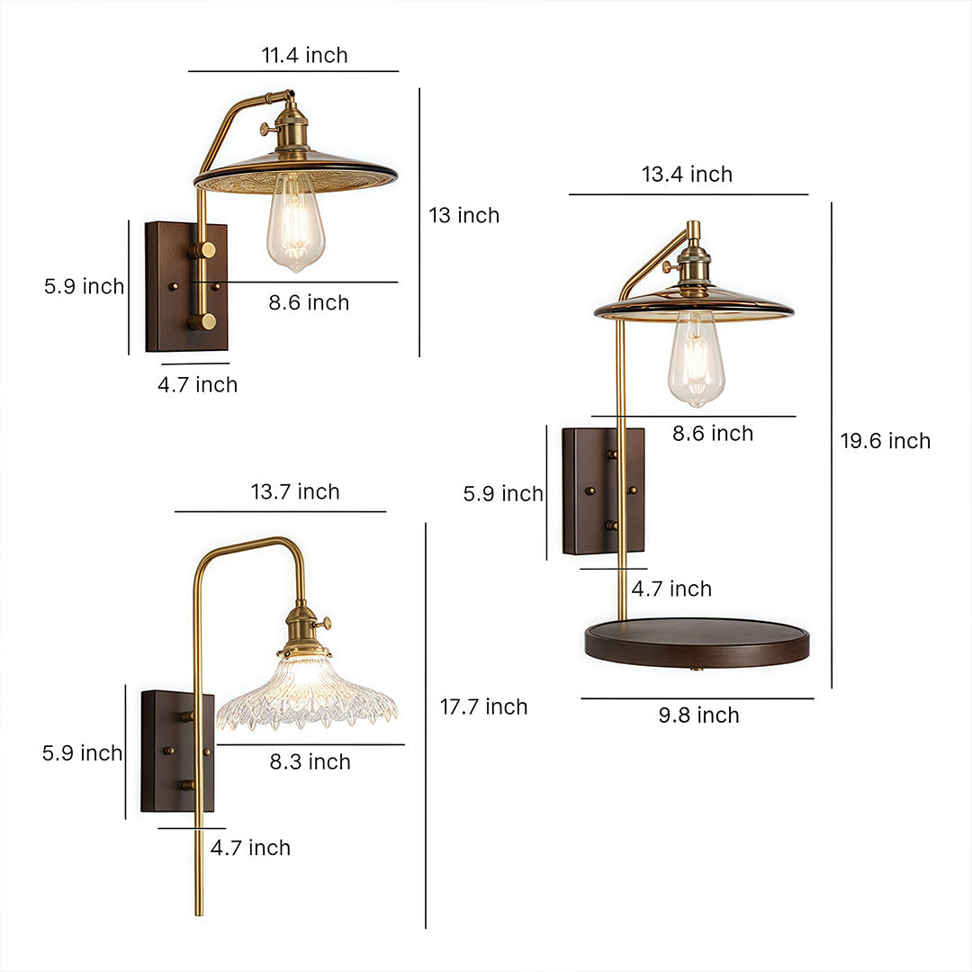 TAKASHI WAVE GLASS SCONCE WITH IRON FRAME AND RUBBERWOOD ACCENTS
