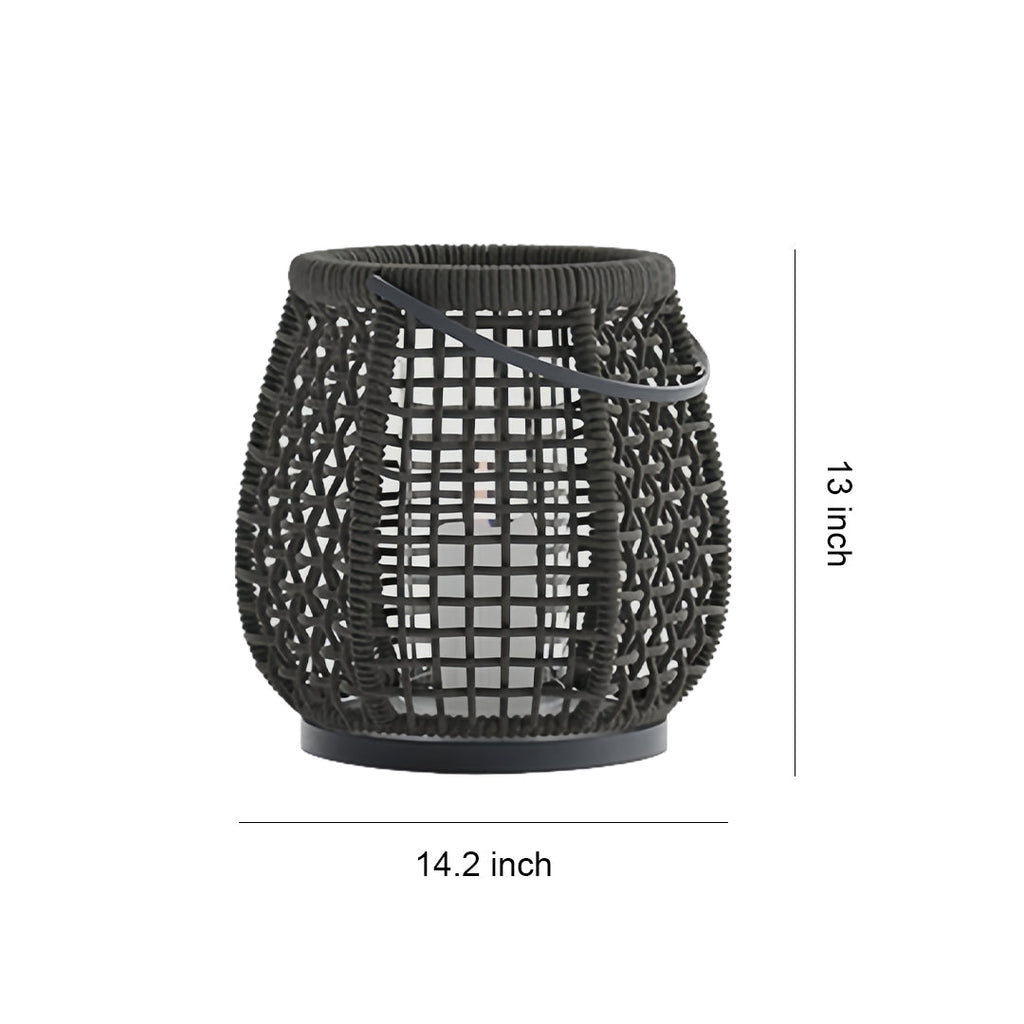 BRAMBLETON WOVEN OUTDOOR LANTERN WITH HANDLE, PORTABLE PATIO FLOOR LIGHT
