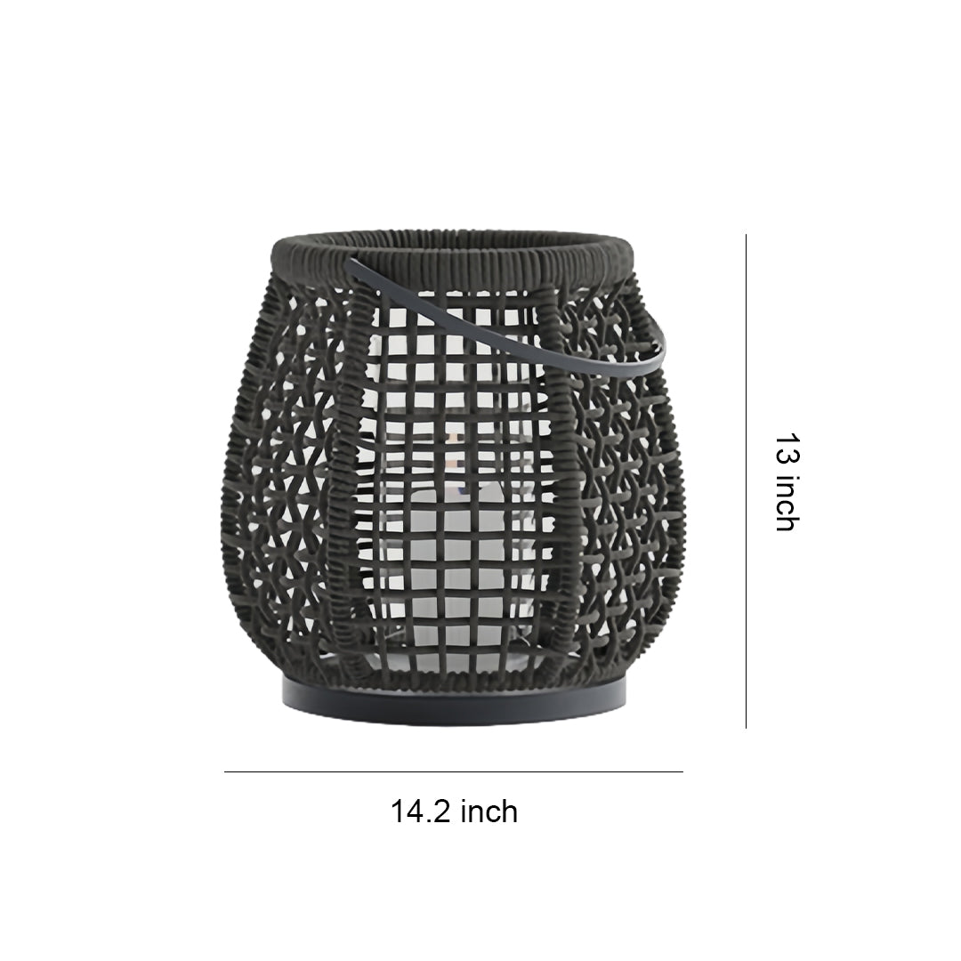BRAMBLETON WOVEN OUTDOOR LANTERN WITH HANDLE, PORTABLE PATIO FLOOR LIGHT