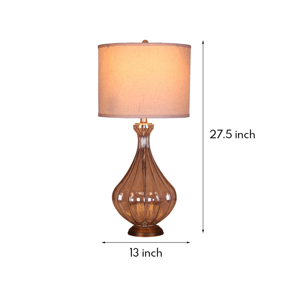 WINTHROP ARTISAN GLASS TABLE LAMP WITH TRADITIONAL LINEN SHADE