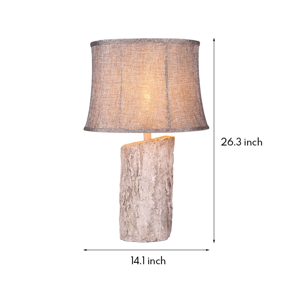 WINCHESTER WOODLAND TABLE LANTERN, REALISTIC BARK TEXTILE SHADE, SOFT GLOW ILLUMINATOR