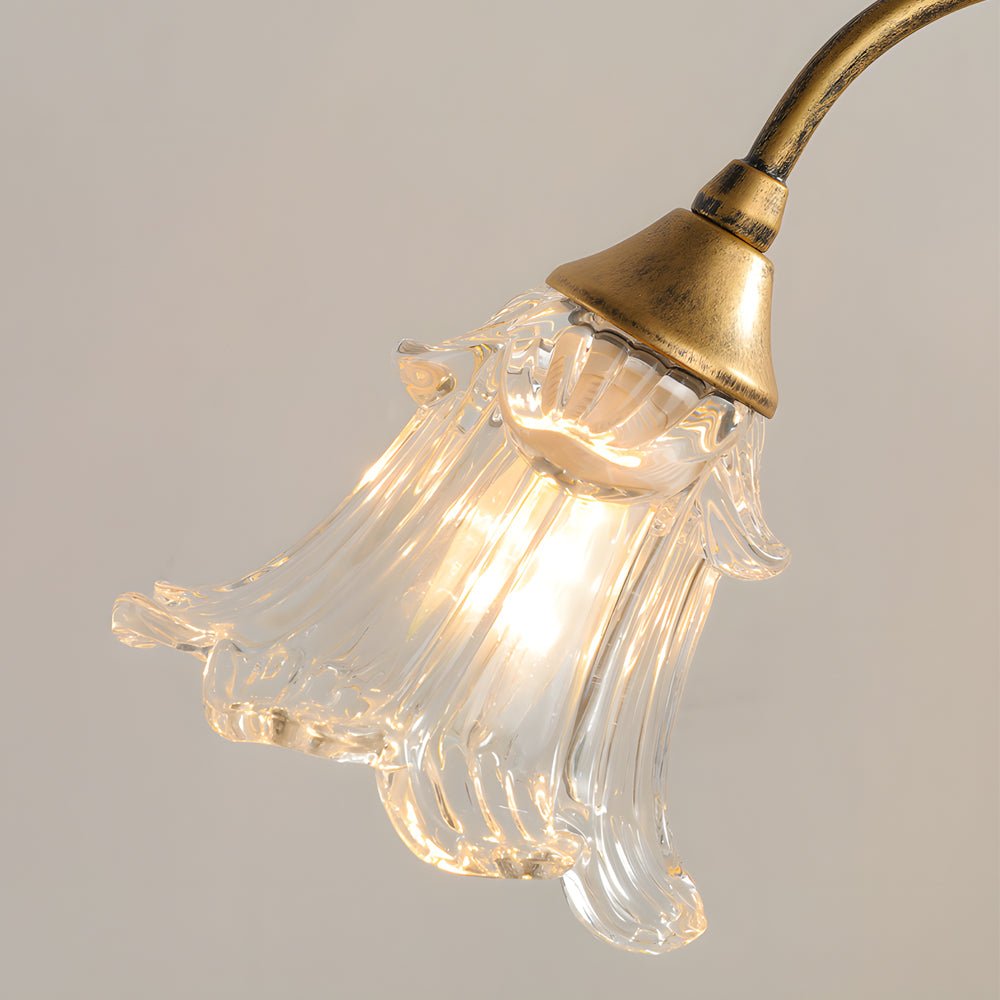 WINTERBOURNE DUAL-LIGHT FLORAL DESK LAMP WITH DIMMABLE GLASS AND LEAF DECOR