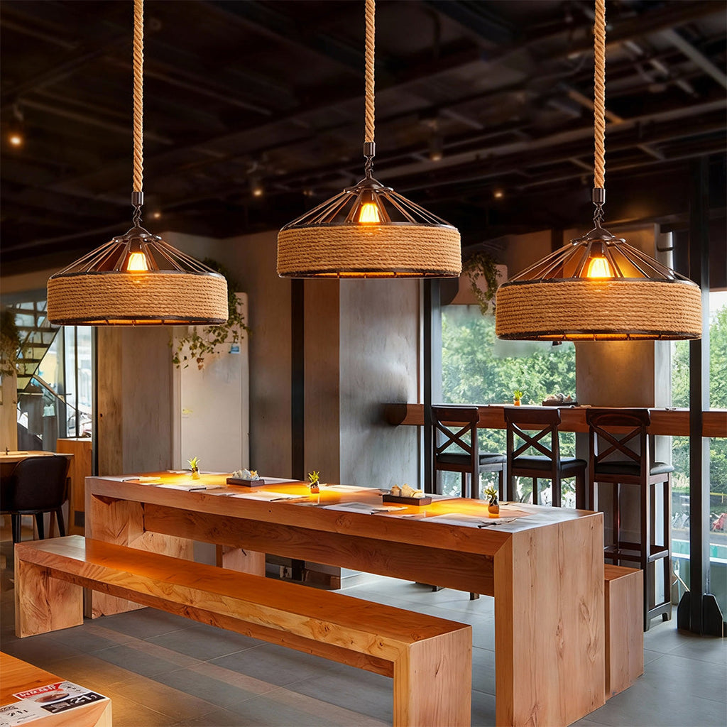 WINDSOR HEMP-WRAPPED CIRCULAR CEILING LANTERN