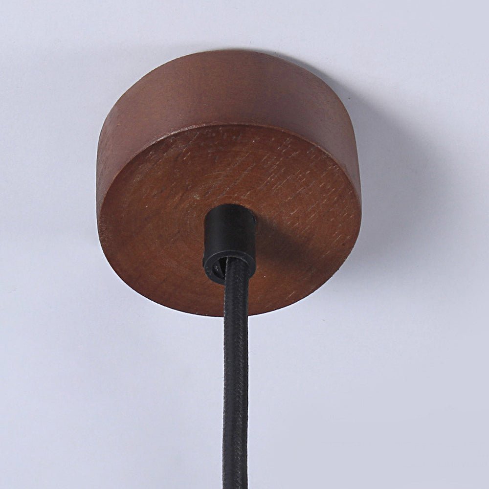 WINDSOR BROWN WOODEN PENDANT LIGHT WITH DOUBLE GLASS SHADE
