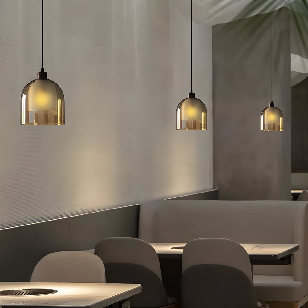 WINDSOR BROWN WOODEN PENDANT LIGHT WITH DOUBLE GLASS SHADE