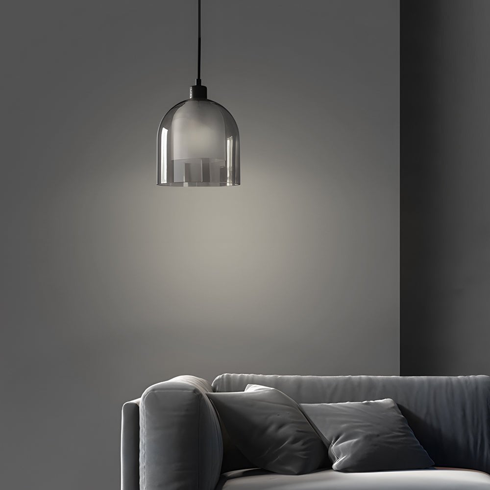 WINDSOR BROWN WOODEN PENDANT LIGHT WITH DOUBLE GLASS SHADE