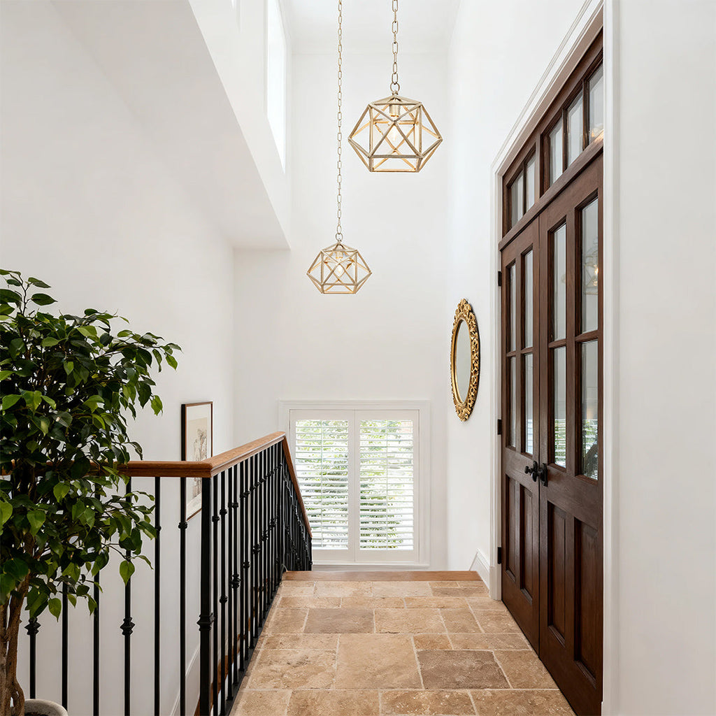 WINTHROP GOLDEN GEOMETRIC PENDANT LIGHT WITH ADJUSTABLE CHAIN