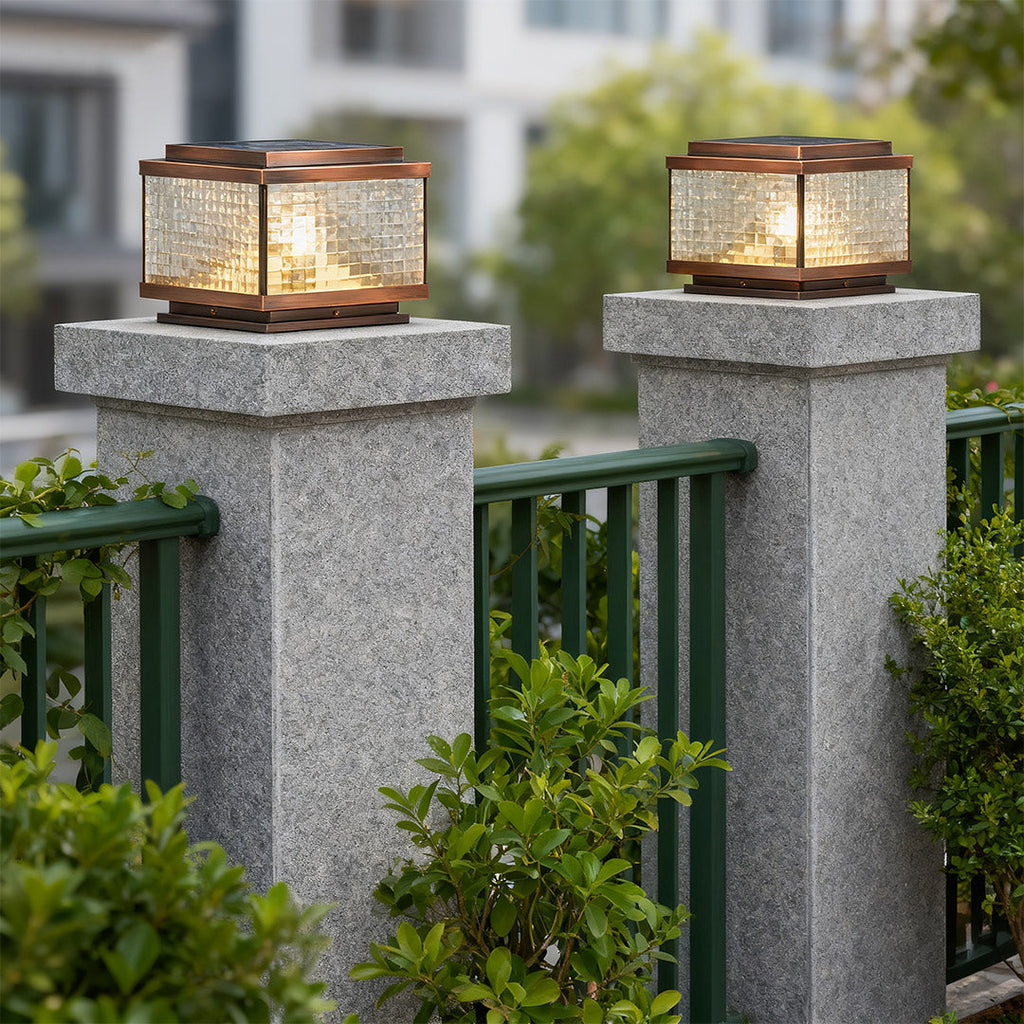 BRAMBLETON COPPER PILLAR LANTERN WITH WEATHERPROOF DESIGN