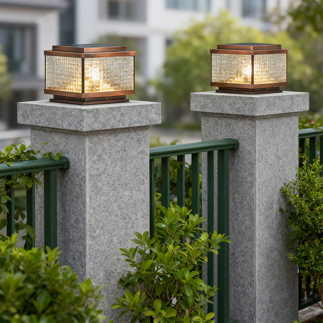 BRAMBLETON COPPER PILLAR LANTERN WITH WEATHERPROOF DESIGN