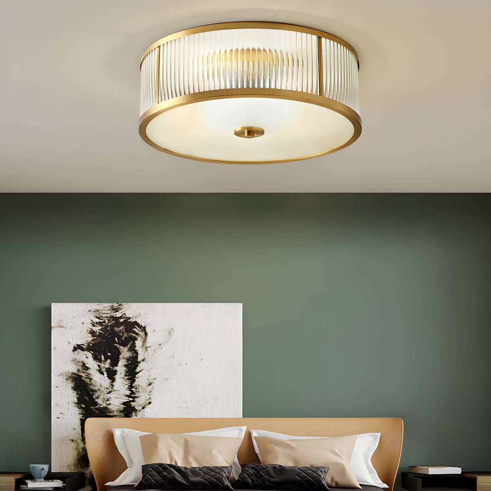 WINTHROP RIBBED GLASS DRUM CEILING LUMINAIRE