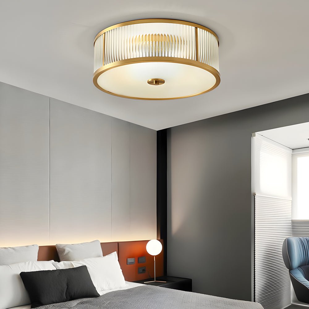 WINTHROP RIBBED GLASS DRUM CEILING LUMINAIRE