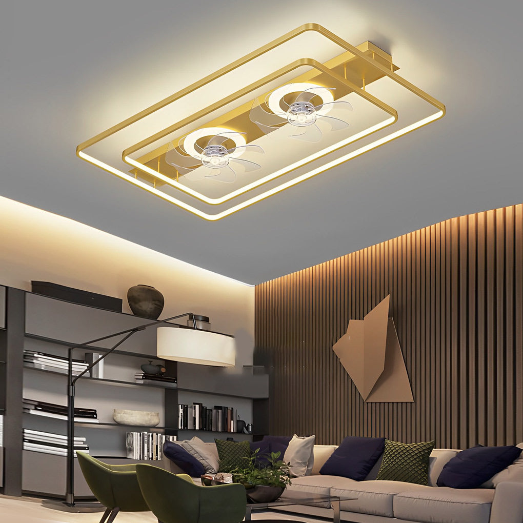 WINDSOR CLEAR ACRYLIC BLADES DUAL-HEAD CEILING FAN WITH LED ILLUMINATION