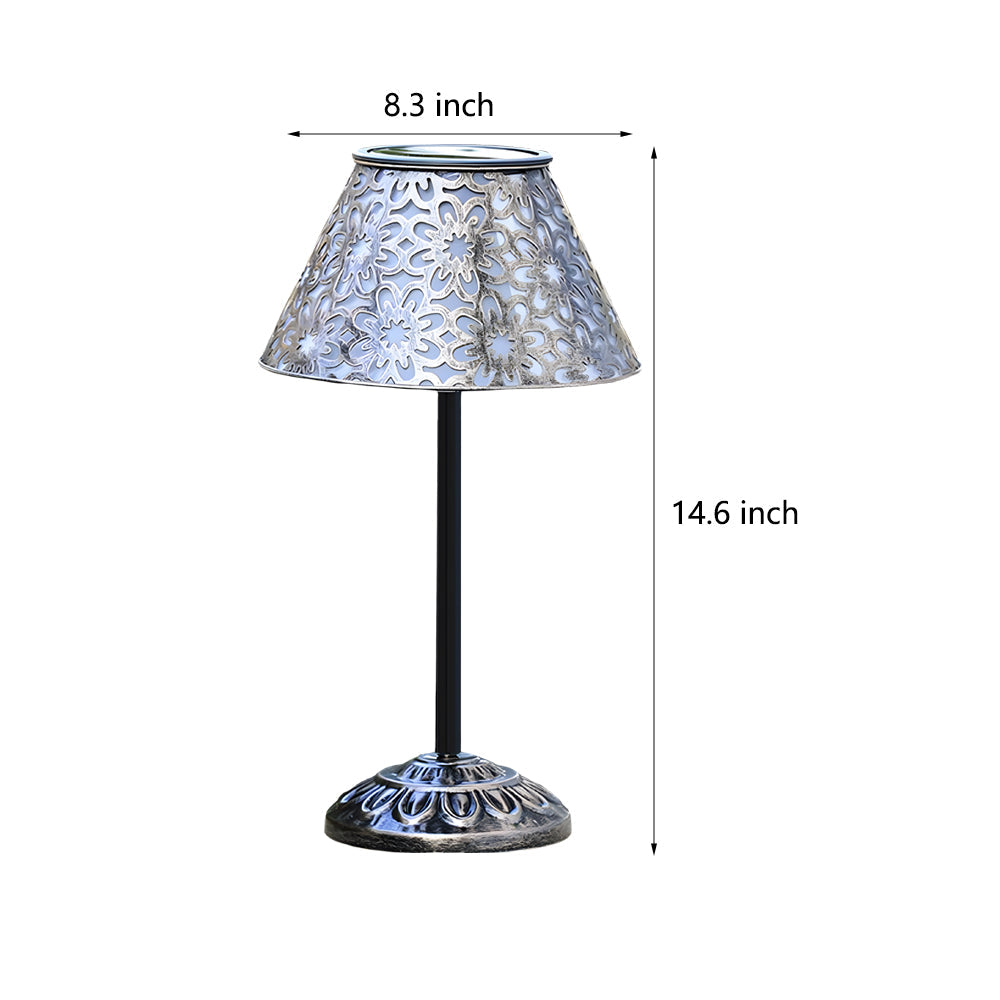 WINDSOR SILVER METAL OUTDOOR SOLAR LANTERN WITH LED ILLUMINATION