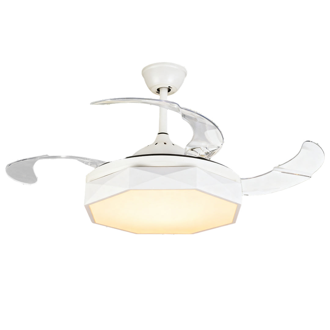 RAVENHURST 42-INCH CEILING FAN WITH ILLUMINATED ACRYLIC SHADE AND WHITE ABS BLADES