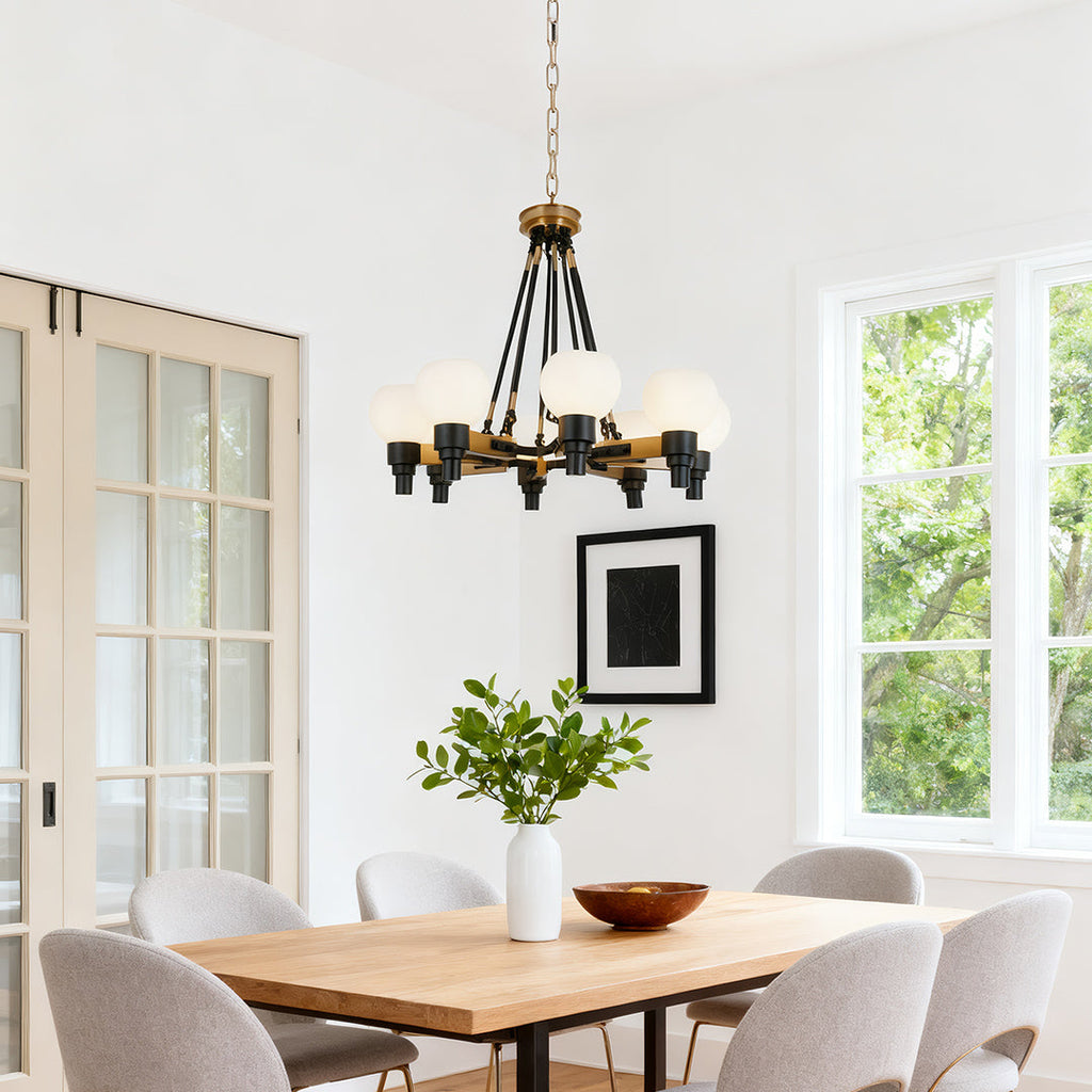 WINTHROP AURORA EIGHT-BULB GLOBE CEILING CHANDELIER