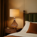 WINTHROP ARTISAN GLASS TABLE LAMP WITH TRADITIONAL LINEN SHADE