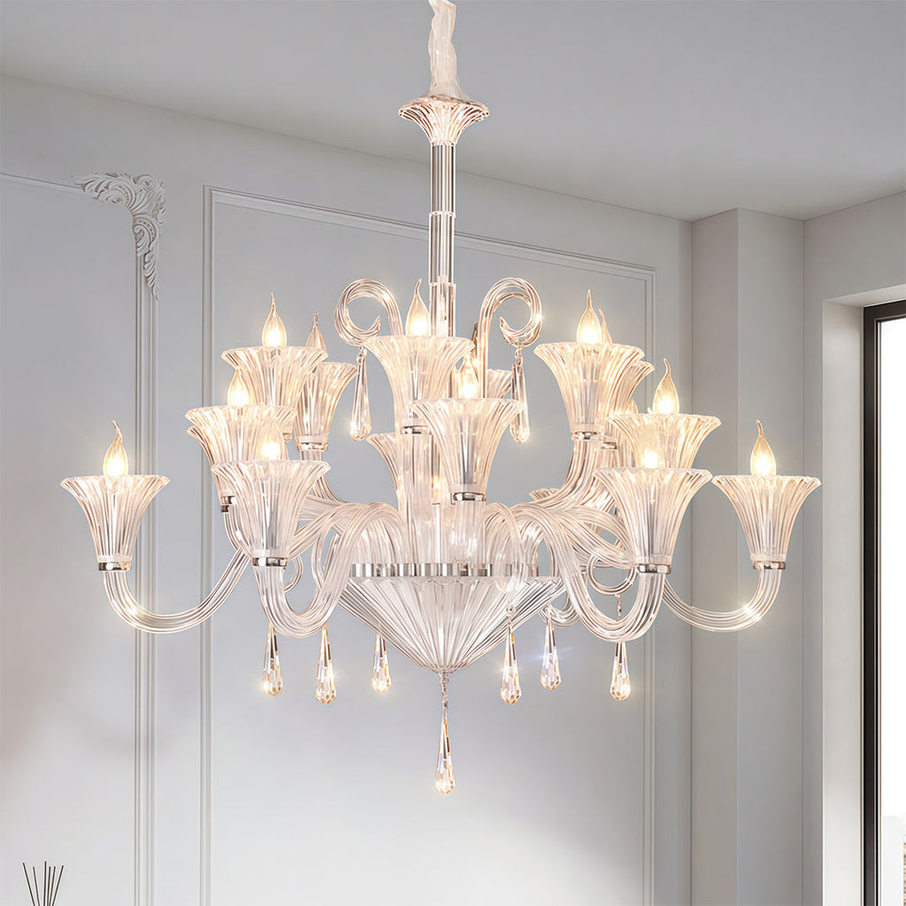 1. **LAVENDULA CRYSTAL SPIRAL CHANDELIER** - A stunning cascade of hand-blown glass in soft lavender hues, designed to illuminate spaces with a graceful twist.

2. **WILLOWSHIRE ARTISAN GLASS CEILING LANTERN** - A captivating blend of intricate glasswork