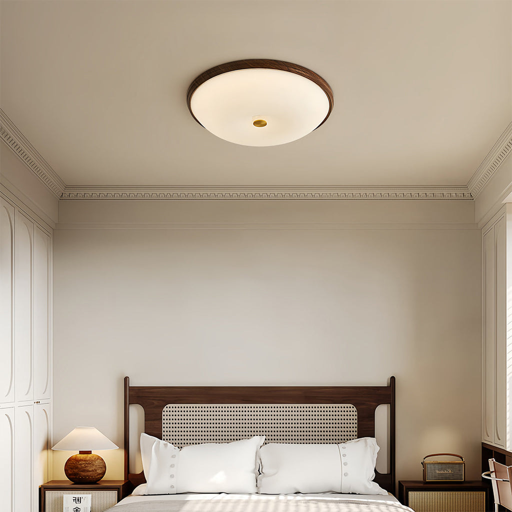 WINTHORPE WALNUT HORIZON FLUSH MOUNT LIGHT