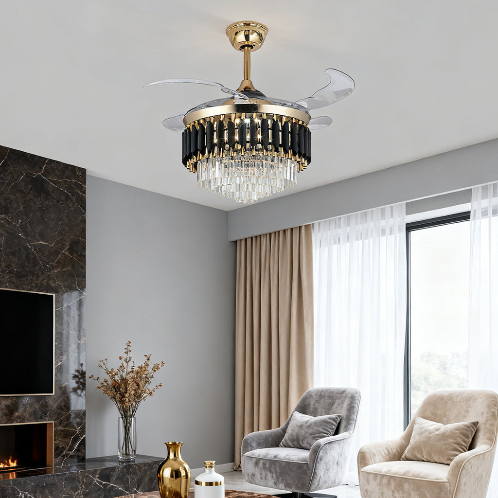 RAVENHURST LUXURY CEILING FAN WITH ILLUMINATION AND TRANSLUCENT BLADES"  
2. "DARTMOOR BLACK CEILING FAN WITH LIGHT AND TRANSPARENT PC BLADES"  
3. "WINSLEIGH TRANSPARENT BLADE CEILING FAN WITH INTEGRATED LIGHTING"  
4. "ASHFORD BLACK CEILING FAN WITH ILL