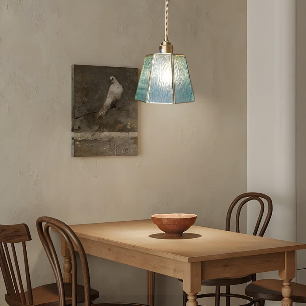 WINDSOR POLYGONAL BRASS AND GLASS LED PENDANT LIGHT WITH CUSTOMIZABLE HEIGHT