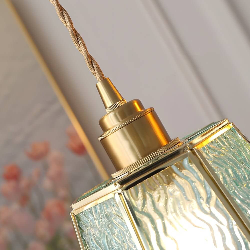 WINDSOR POLYGONAL BRASS AND GLASS LED PENDANT LIGHT WITH CUSTOMIZABLE HEIGHT