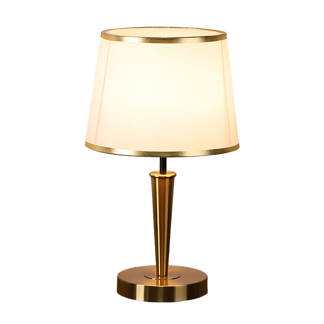 WINTHORPE BRASS LAMP WITH TEXTURED FABRIC SHADE