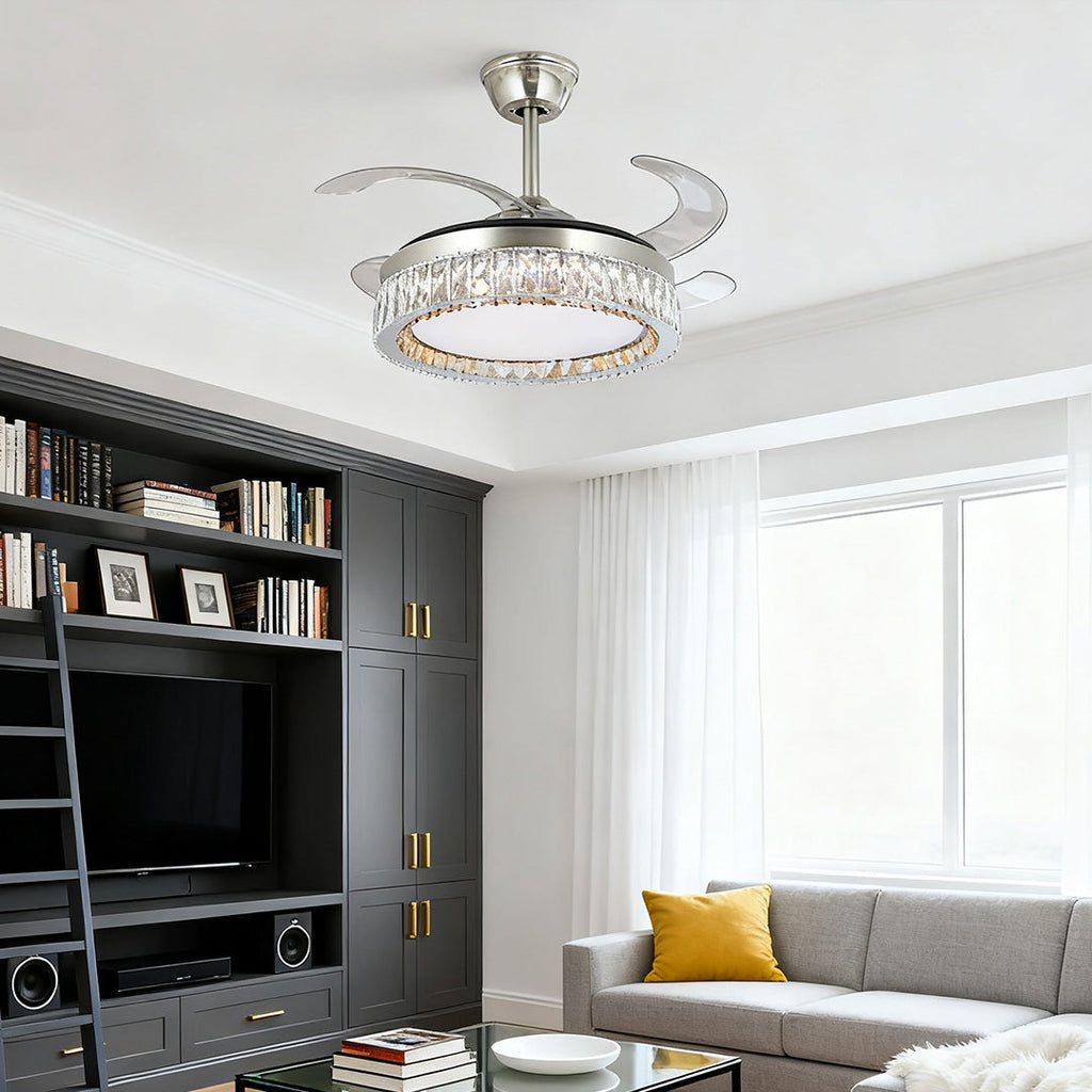 WINDSOR CRYSTAL-ENCASED CEILING FAN WITH REMOTE LIGHTING CONTROL