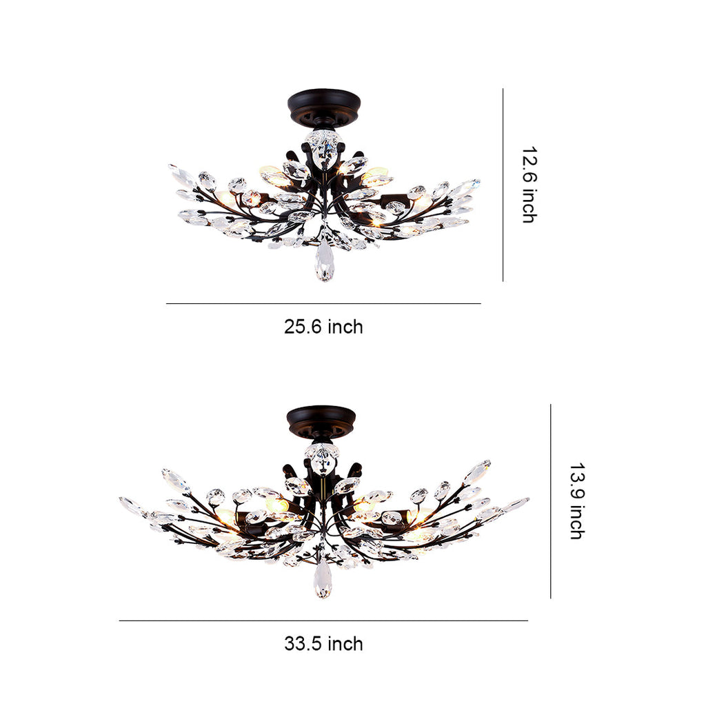 WILLOUGHBY CRYSTAL LEAF FLUSH MOUNT LIGHTING"
2. "HARTFORD GLASS CANOPY CHANDELIER"
3. "MONTCLAIR SEMI-FLUSH CRYSTAL GLOW LIGHT"
4. "PENNINGTON FOLIAGE INSPIRATION CEILING LAMP"
5. "CAVENDISH ARTISAN CRYSTAL FLUSH LIGHT"
6. "ASHFORD NATURAL LEAF CEILING I