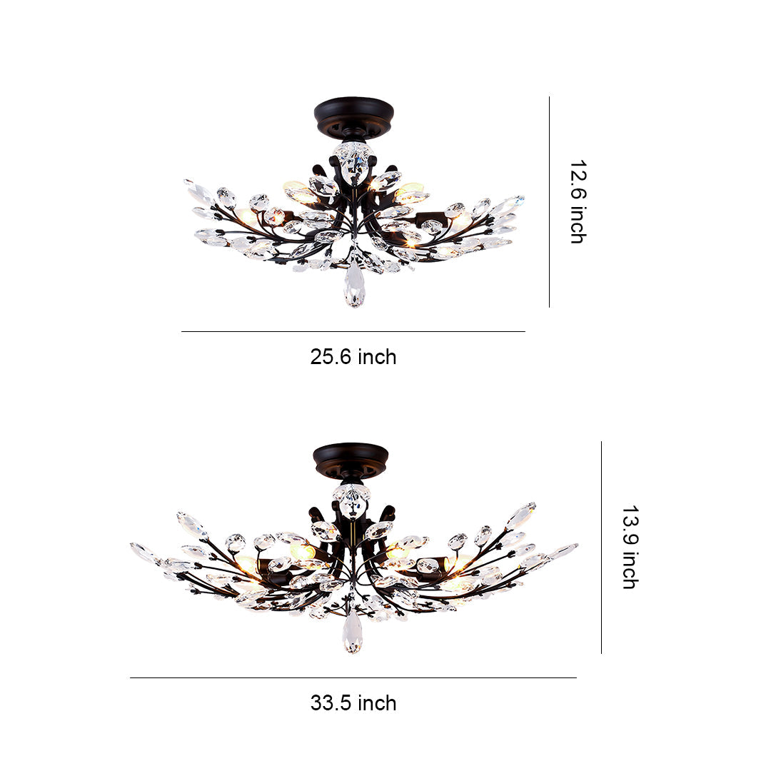 WILLOUGHBY CRYSTAL LEAF FLUSH MOUNT LIGHTING"
2. "HARTFORD GLASS CANOPY CHANDELIER"
3. "MONTCLAIR SEMI-FLUSH CRYSTAL GLOW LIGHT"
4. "PENNINGTON FOLIAGE INSPIRATION CEILING LAMP"
5. "CAVENDISH ARTISAN CRYSTAL FLUSH LIGHT"
6. "ASHFORD NATURAL LEAF CEILING I