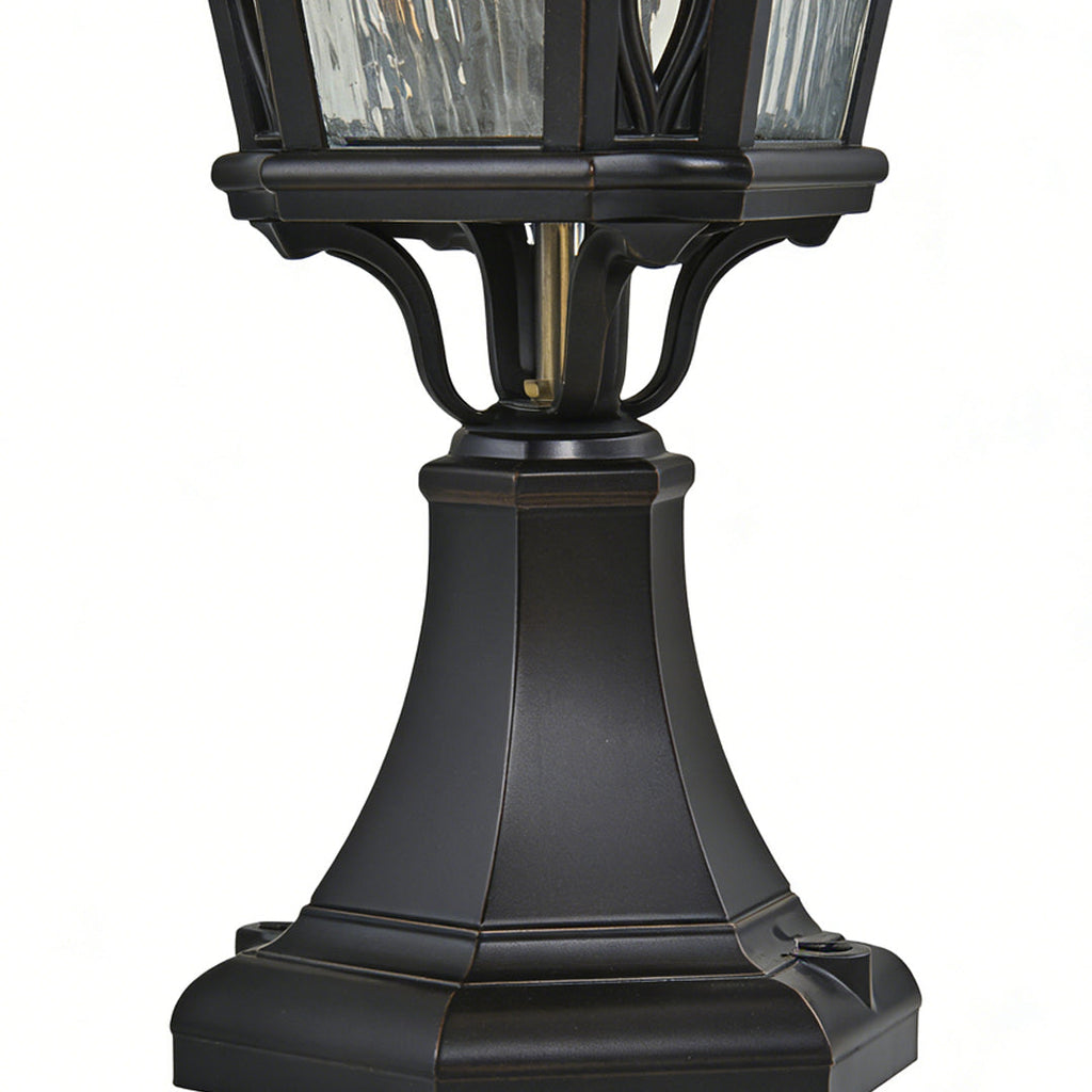 RAVENSHIRE WEATHERED ALUMINUM GARDEN LANTERN WITH GLASS ENCLOSURE