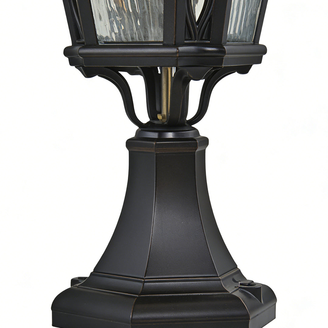 RAVENSHIRE WEATHERED ALUMINUM GARDEN LANTERN WITH GLASS ENCLOSURE