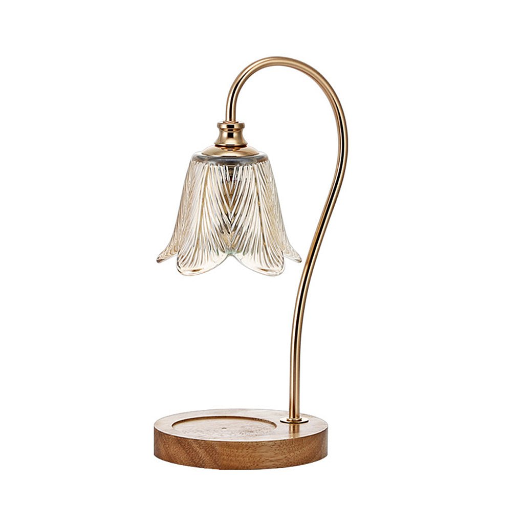 WINDSOR BLOOM ARTISAN GLASS DESK LAMP WITH INTEGRATED CUP HOLDER FOR READING AND DECOR