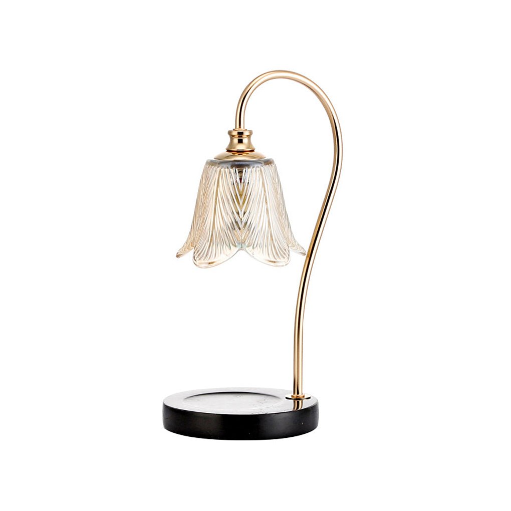 WINDSOR BLOOM ARTISAN GLASS DESK LAMP WITH INTEGRATED CUP HOLDER FOR READING AND DECOR