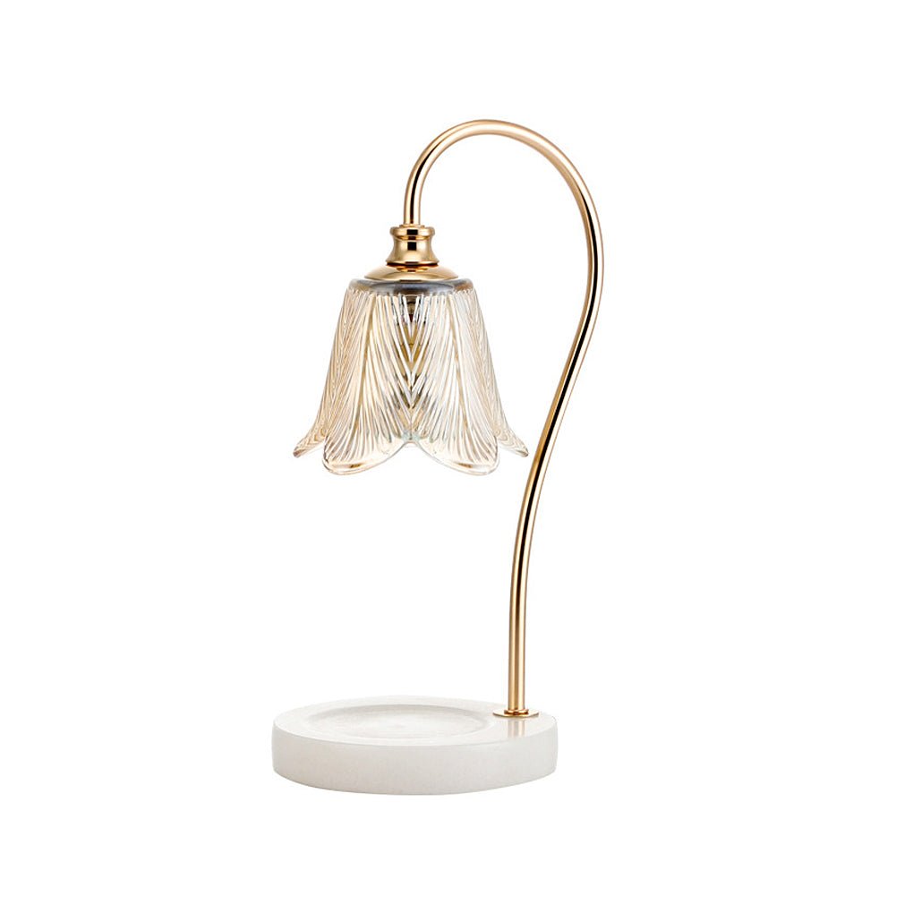 WINDSOR BLOOM ARTISAN GLASS DESK LAMP WITH INTEGRATED CUP HOLDER FOR READING AND DECOR