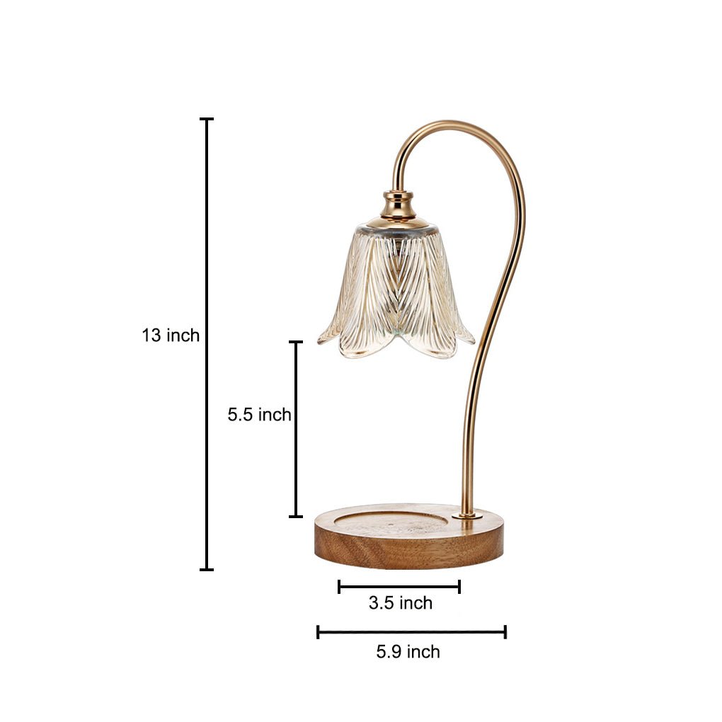 WINDSOR BLOOM ARTISAN GLASS DESK LAMP WITH INTEGRATED CUP HOLDER FOR READING AND DECOR