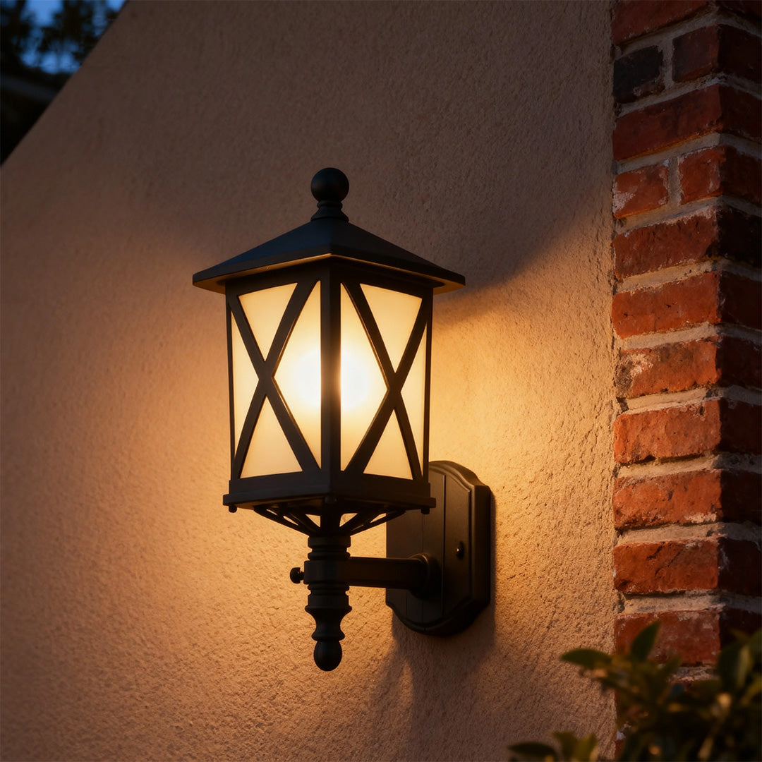 RAVENSTONE OUTDOOR BRASS WALL LANTERN, EUROPEAN INSPIRED WATER-RESISTANT DESIGN