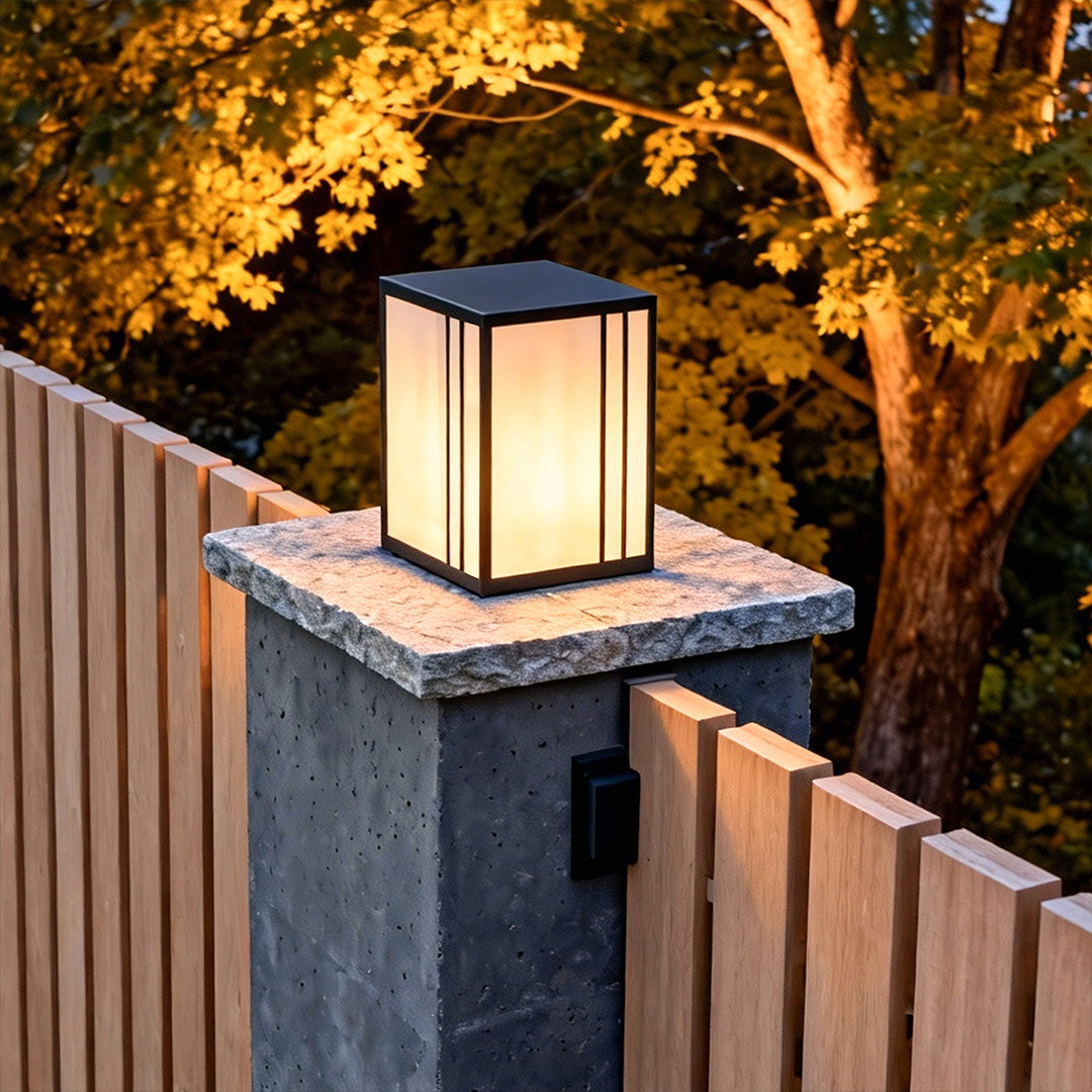 WINTERBOURNE MARBLE-CAST OUTDOOR PILLAR LANTERN