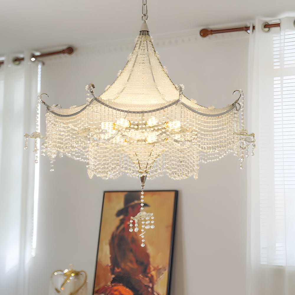 WINTHORPE CRYSTAL PAGODA CEILING LANTERN WITH LED DIMMER IN POLISHED CHROME