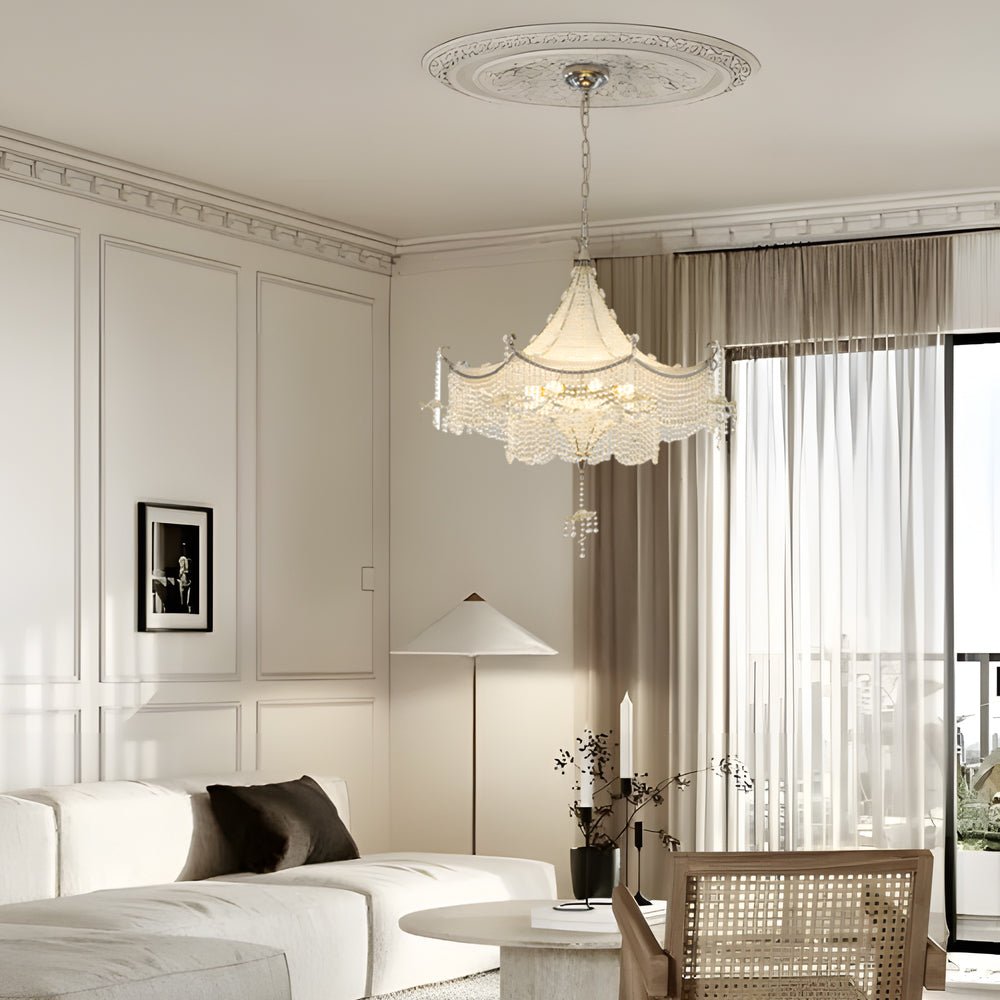 WINTHORPE CRYSTAL PAGODA CEILING LANTERN WITH LED DIMMER IN POLISHED CHROME