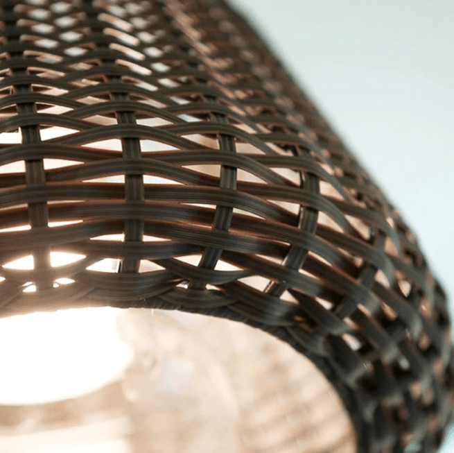 WINDSOR WOVEN RATTAN LED OUTDOOR LANTERN WITH STAKE AND OPEN-TOP ACCENT
