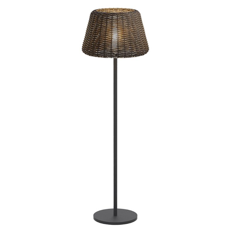 WINDSOR WOVEN RATTAN LED OUTDOOR LANTERN WITH STAKE AND OPEN-TOP ACCENT
