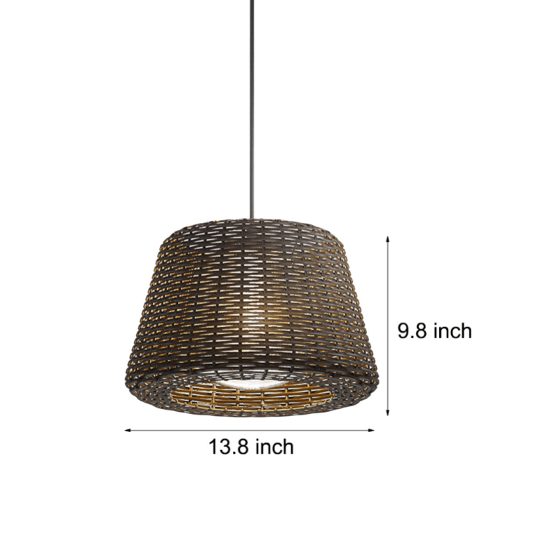 CHARLESTON WOVEN RATTAN OUTDOOR LANTERN FLOOR LIGHT WITH GROUND STAKE AND OPEN-TOP DESIGN