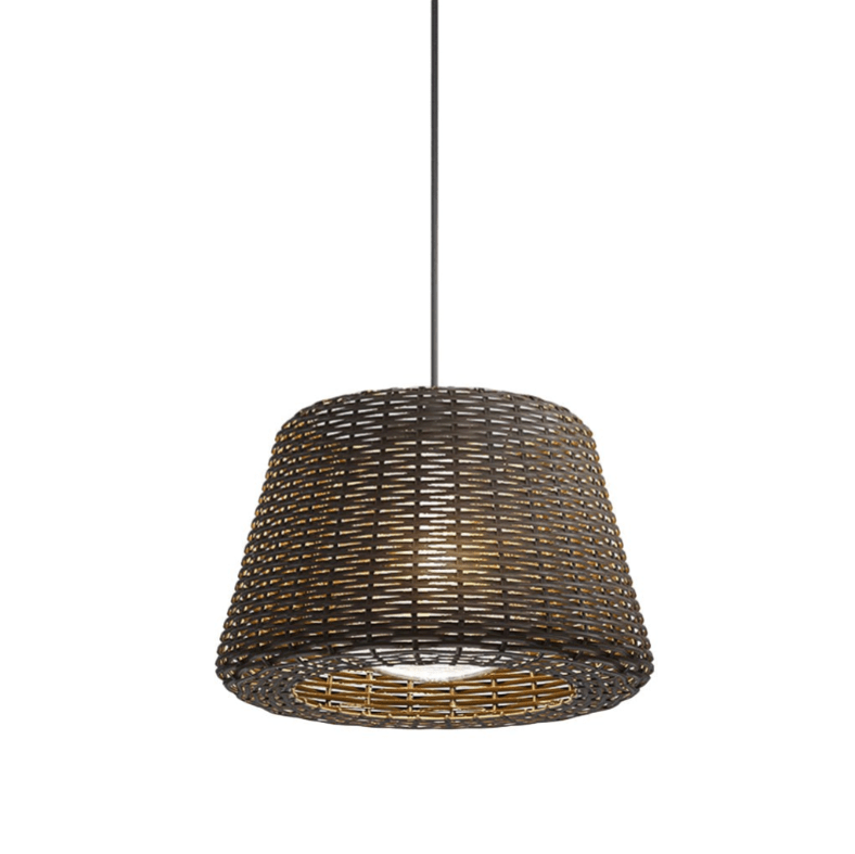 WINDSOR WOVEN RATTAN LED OUTDOOR LANTERN WITH STAKE AND OPEN-TOP ACCENT