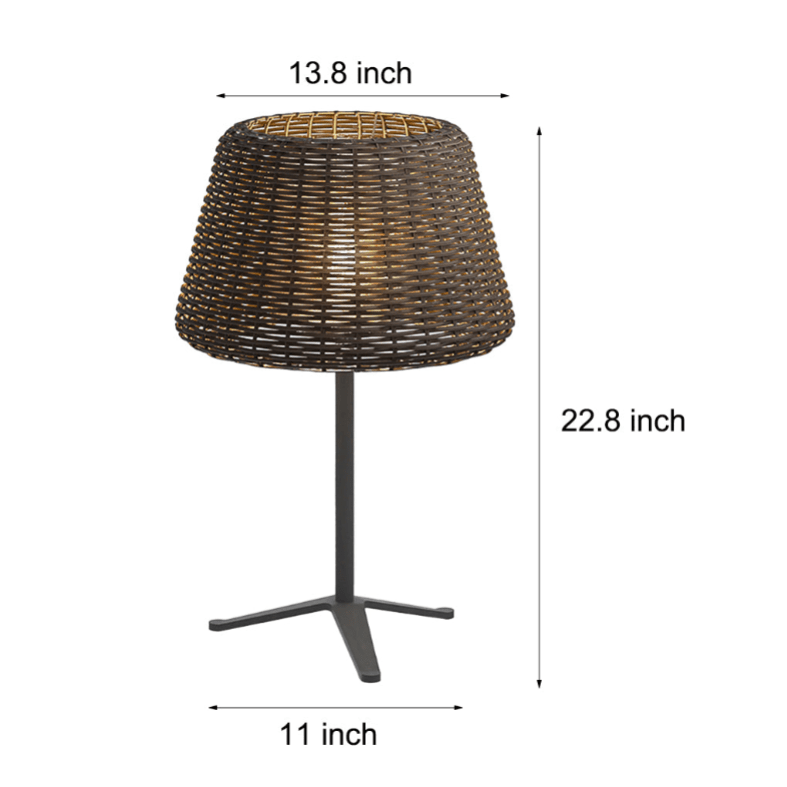 WINDSOR WOVEN RATTAN LED OUTDOOR LANTERN WITH STAKE AND OPEN-TOP ACCENT